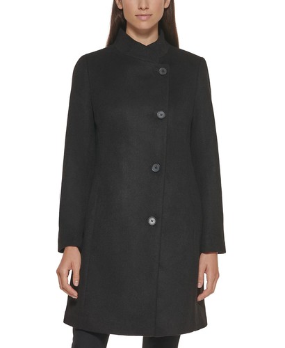 DKNY Women's Wool Walker Coat Black 