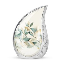 Serene Metallic Foliage Cremation Urn - Keepsake Urn For Human Ashes