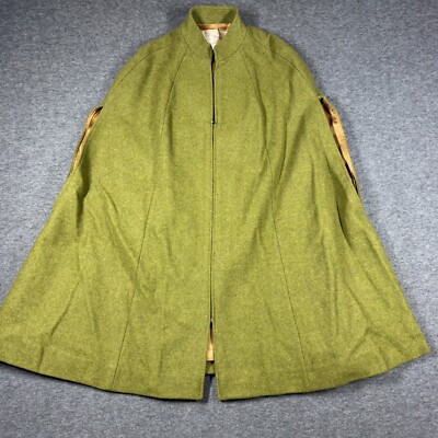Vintage Young Pendleton Wool Cape Girls 9-10 Green Lined Talon Zipper