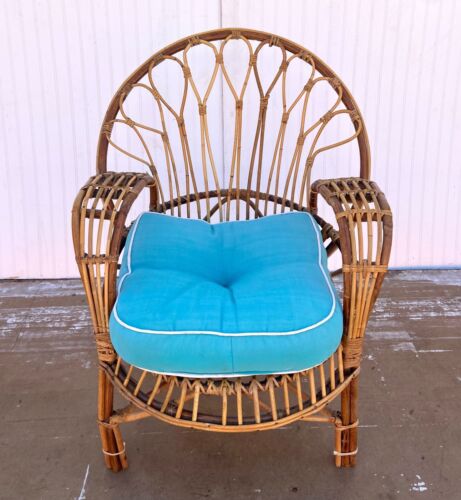 Vintage Boho Rattan Lounge Chair