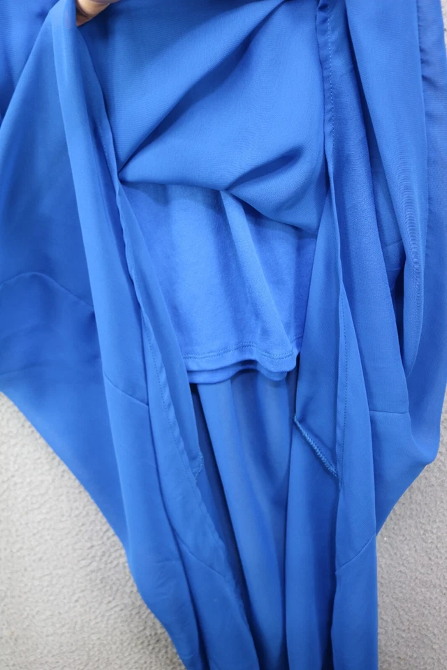 Vestido de Gasa Poesía Sin Mangas Alta Baja-Talla Pequeña-Forrado-Hada-BOHO Foto 3 de 4