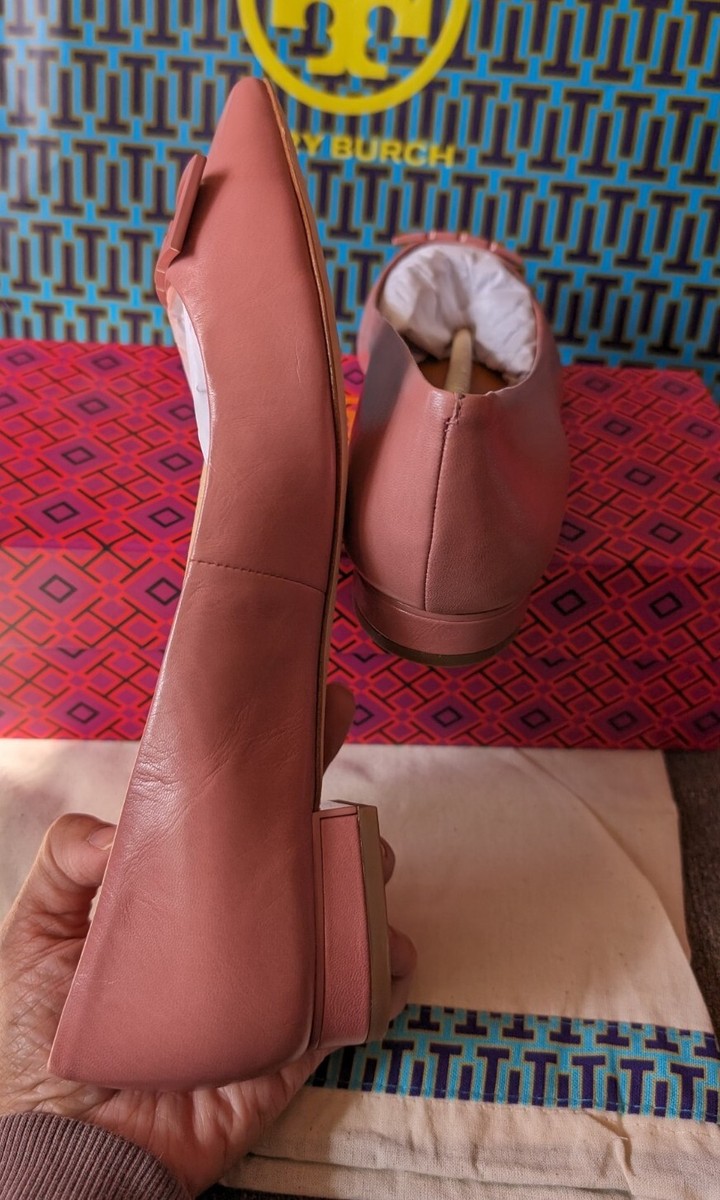 Tory Burch Gigi 20mm Pointy Toe Flats Size 7.5 $378 NIB Rosa Pink