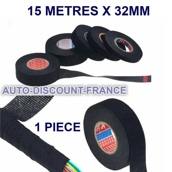 MDKS ruban adhésif isolant tissus pour faisceau electrique cable 15m x 32mm