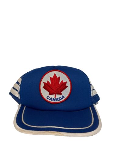 Vintage 80’s 3 Stripe Canada Blue & White SnapBack Trucker Hat Patch