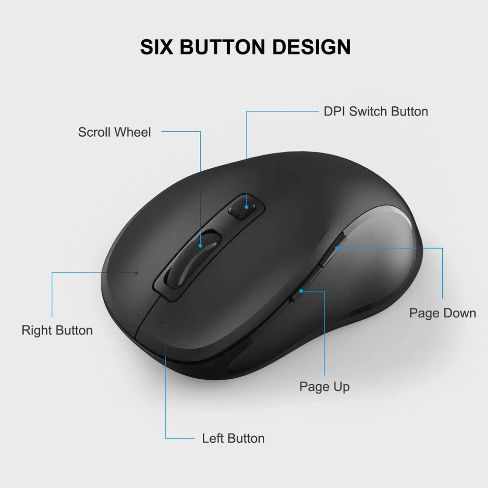 2.4G Wireless Mouse for Laptop, Ergonomic Mouse with USB Receiver - Image 4 of 4