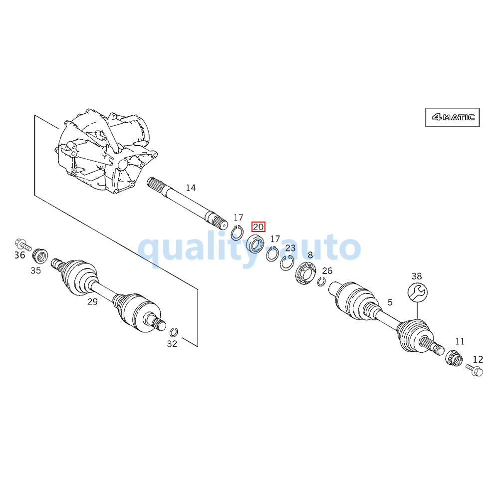 New Intermediate Axle Shaft Bearing 1129800115 For Benz W204 C204 W212