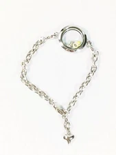 Silver Tone Floating Charm Bracelet Initial Letter J Pacifier Baby 8 inch Chain 