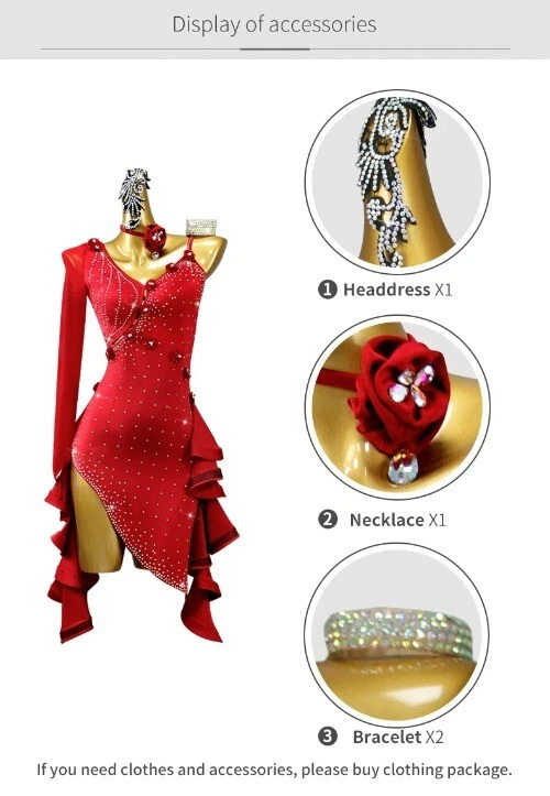 VETEMENTS Costume abbigliamento pratica danza latina vestiti bambina competizione gonna top festa