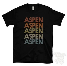 ASPEN REPEATED RETRO STYLE T-SHIRT mens & womens novelty cool name gift