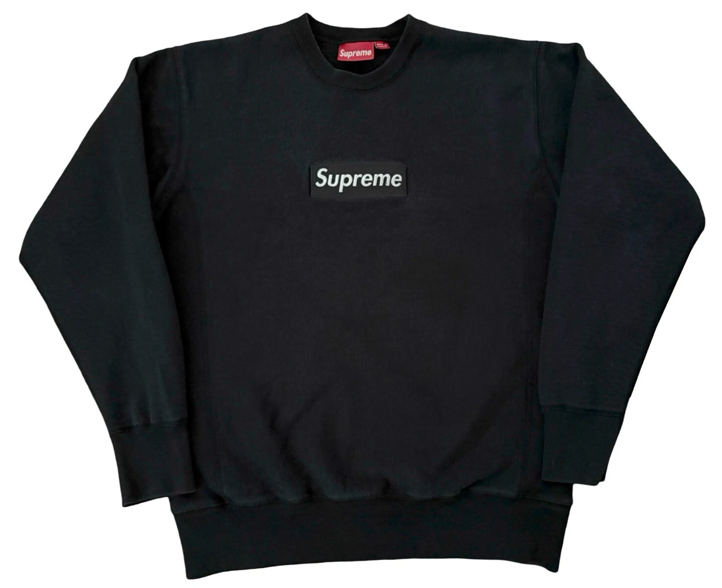 Sweat noir col rond logo boîte Supreme FW18 bogo grand 