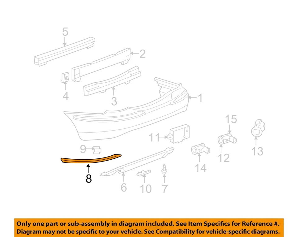 Clip de freno de parachoques trasero completo OEM 2002 2003 2004 2005 Jaguar X Type Foto 3 de 4