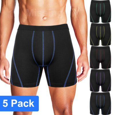 3/4/5 Pack Herren Bambus Boxershorts Lange Beine Stretch Unterhosen Sports Trunk