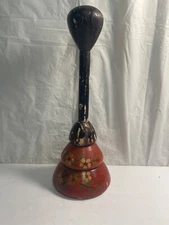 Antique Floral Painted Wood Sock Darner & Decor