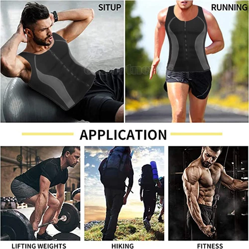Neoprene Mens Sauna Sweat Vest Waist Trainer Gym Shirt Body Shaper Shapewear UK - Picture 13 of 37