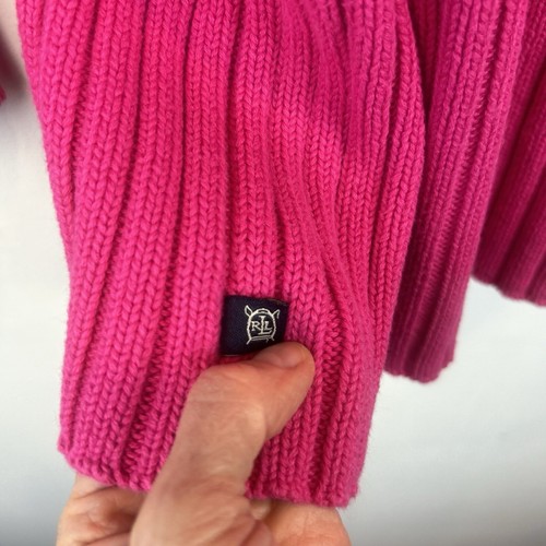 Lauren Ralph Lauren Sweater Womens 2XL Cable Knit Hot Pink Cotton Boat Neck - Picture 7 of 8
