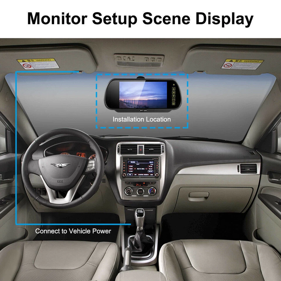 7" LCD TFT Car Monitor Handle AHD Fisheye Lens Backup Camera For BMW 3/5 Series - Image 2 of 4