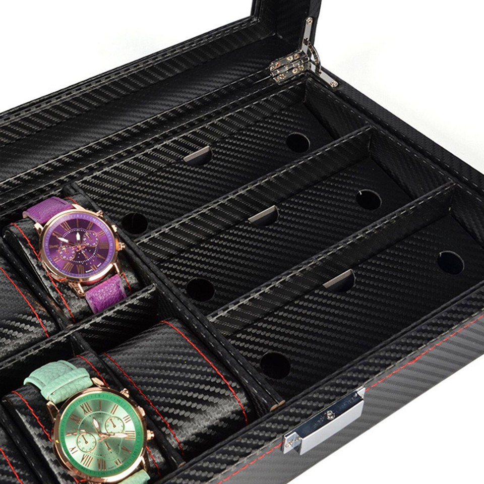 9/15/24 Slots Watch Display Box Jewelry Case Lockable Leather Storage ...