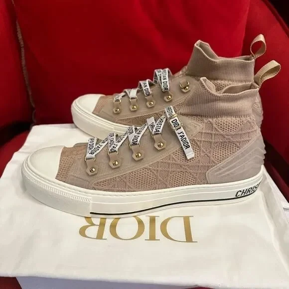 Baskets Walk’N’Dior en beige Dior tricoté & cuir chaussures hautes, UE 41, US 11