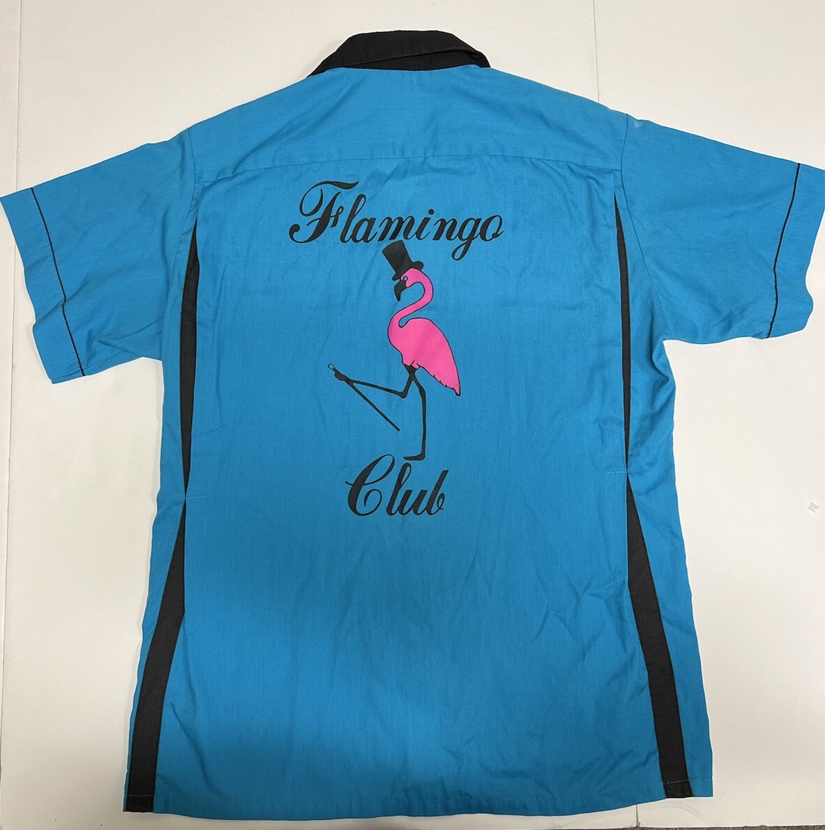 Vintage 1960's 1970's Classic Style Bowling Shirt Flamingo