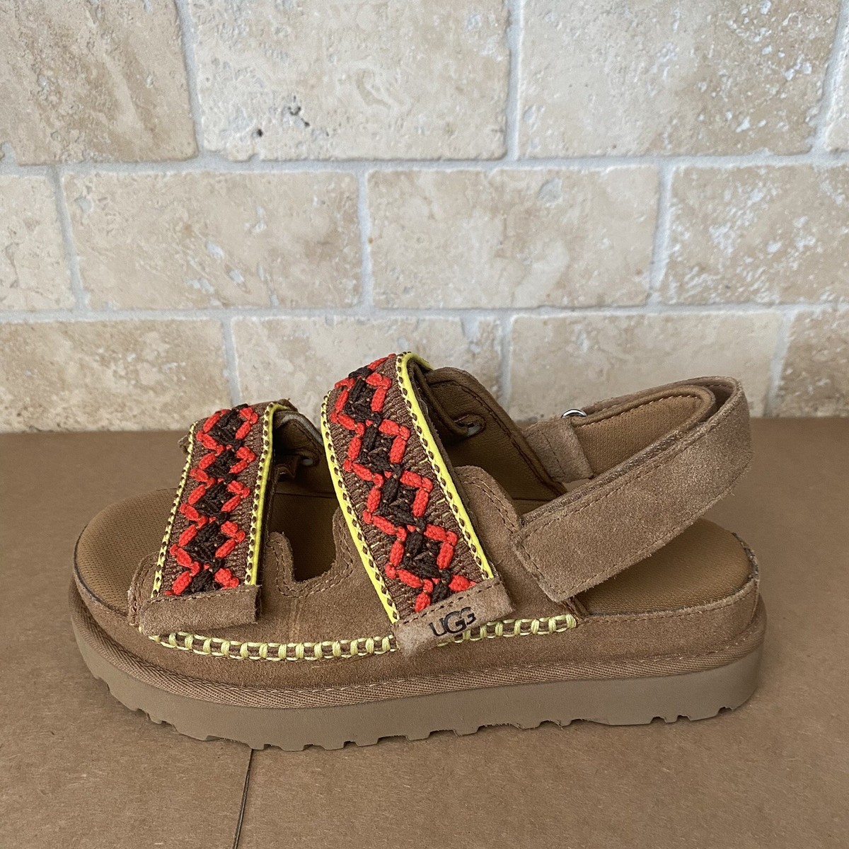 UGG Goldenstar Heritage Braid Chestnut Strap y Sandals Size