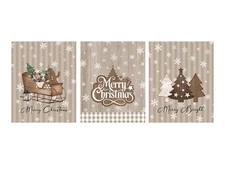 3PCS Large Christmas Drawstring Gift Bags, 16x20in Rustic Farmhouse Canvas Ch...