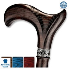 Handcrafted Walking Cane Oak Wood Ergonomic Derby Handle 38 Inch Ambidextrous