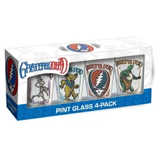 ICUP Grateful Dead Retro Pint Glass Set 4 Pack (terrapin, stealie, bear, skel...