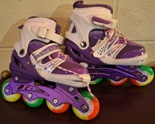 Power E- Mow Purple Rainbow Light Up Wheel Inline Skates Rollerblades, M 35-38