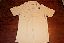 Boy Scouts of America BSA Men's Shirt Tan Small Vented Poly Microfiber Glued Pat