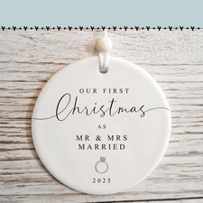 Our First Christmas Just Married Ornament 2025, Mr and Mrs Wedding Gift, 1st...