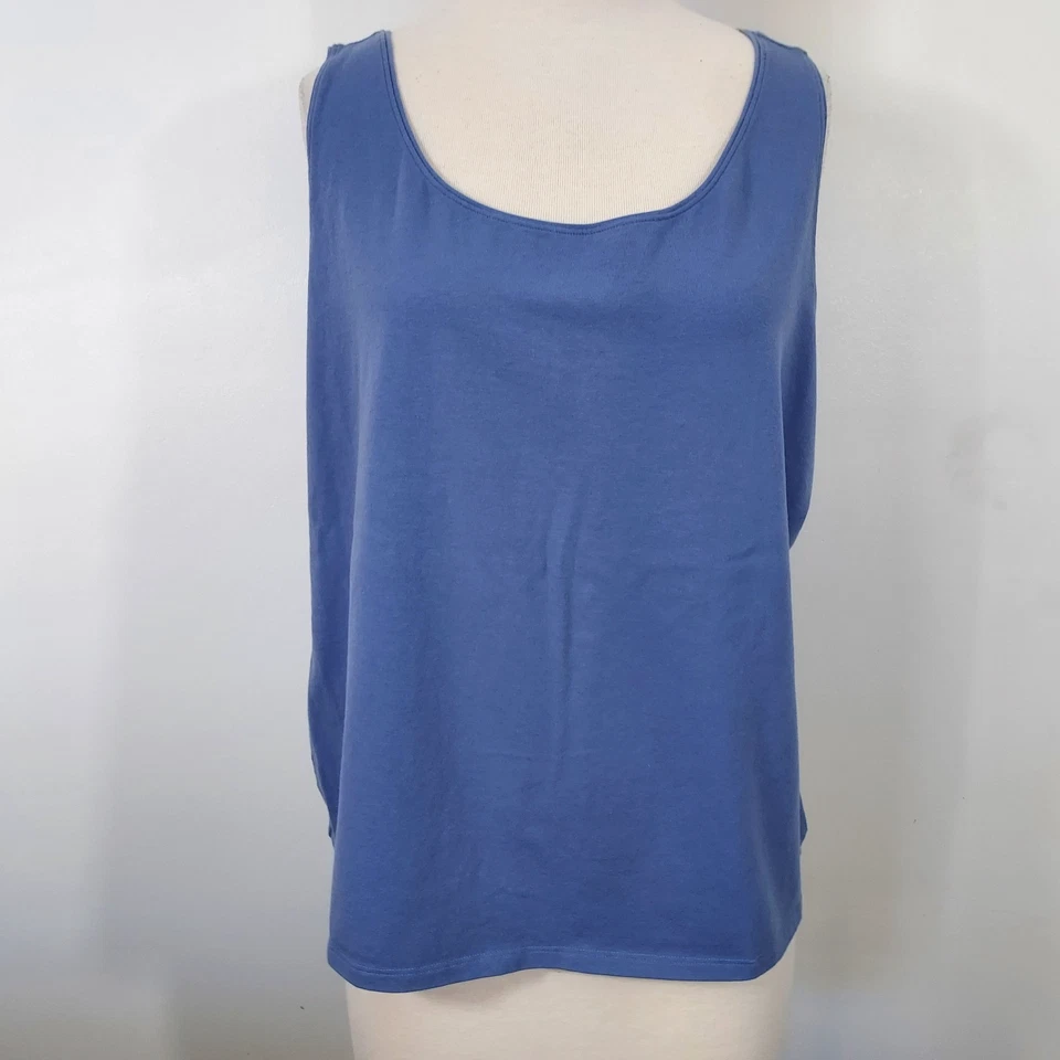 Camiseta sin mangas Eileen Fisher Plus 2X cuello redondo sin mangas algodón orgánico informal Foto 2 de 4
