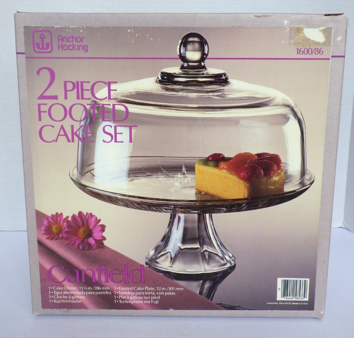 ANCHOR HOCKING ガラスケーキドーム／ポンチボール 1台2役（2台） 2 Piece Footed Cake Plate With Dome Anchor Hocking CANFIELD 1600