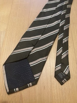 Men's tie dark green striped (100% silk)