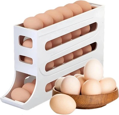 Automatischer rollender Eierspender Organizer für Kühlschrank 4 Ebenen platzsparend