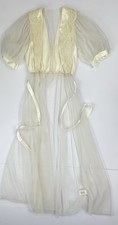 Vintage Victoria's Secret Sheer Mesh Robe Satin Lace Trim Cream Minor Snags Med