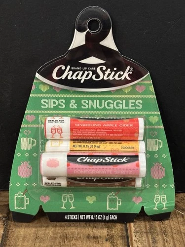 ChapStick Sips Snuggles Holiday Lip Balm Set 4 Flavors - SEALED NEW - SAVE BIG!