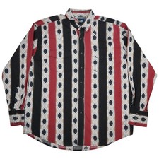 Wrangler Western Shirt Sz XL Red Black Southwestern Stripe 112335753-A0