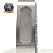 Vintage [NEAR MINT] GUCCI 2400S Silver Dial Bangle Bracelet Quartz Women's Watch