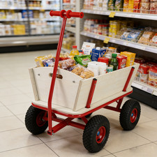 Kids Wagon Pull Cart Outdoor Garden Toy, Red, 260LB Capacity 80x40x22in