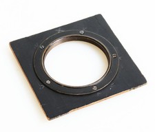 3 1/2 INCH SQUARE LENS BOARD W/ BRASS 52MM OPENING