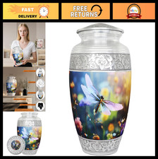 Large Decorative Cremation Urn for Adult Ashes - Floral Dragonfly Design, Burial