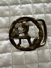 Brass Aquarius Hippie 1970s Vtg Belt Buckle Zodiac Star Sign Hippie Astrology