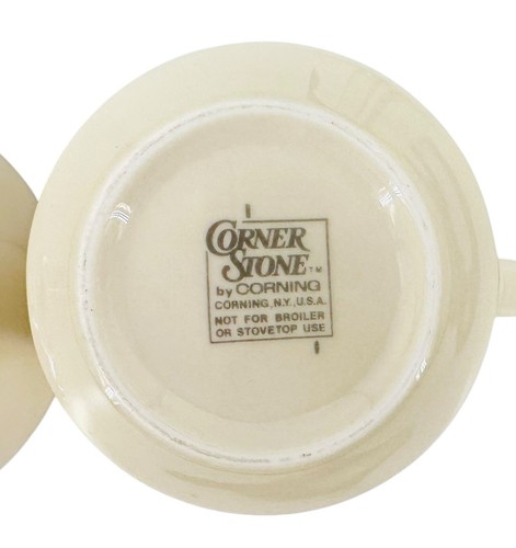 Vintage Corning Corner Stone Creamer Sugar Bowl & Lid Set Cherry Blossom Coffee - Picture 9 of 12