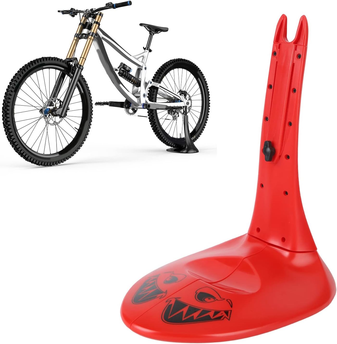 Portable Bike Floor Stand PP for Mountain and Road Bike Outdoor Red