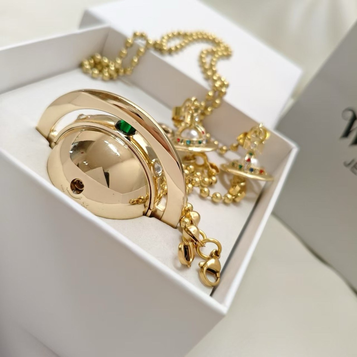 US Seller* Vivienne Westwood Orb Lighter Necklace Two Orbs