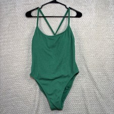 Shade And Shore Women s Green High Leg Cheeky One Piece Swimsuit Medium