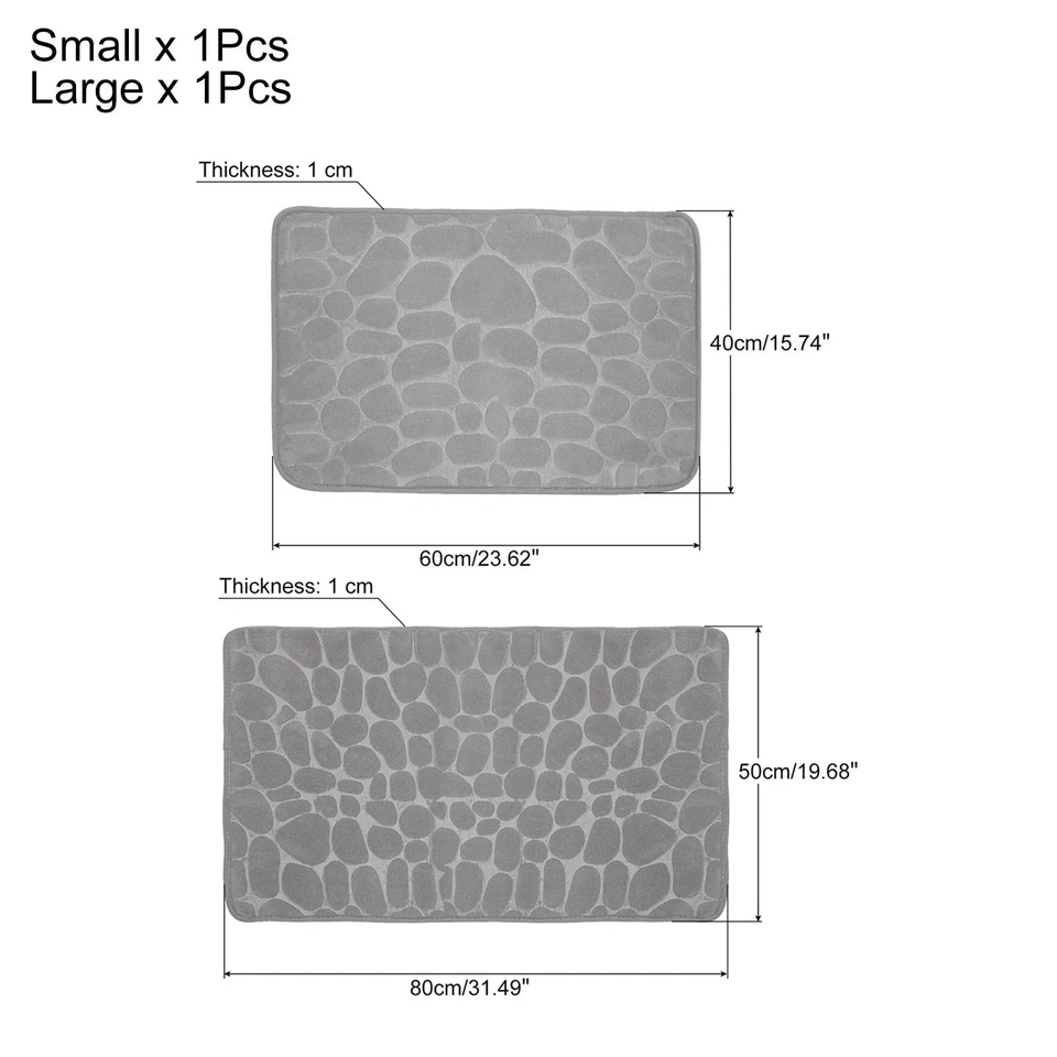 Alfombra de baño de espuma viscoelástica coral polar alfombra de ducha de baño 2 piezas-gris 60x40 cm/80x50 cm Foto 2 de 4
