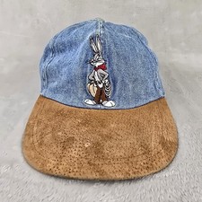 Vintage Looney Tunes Bugs Bunny Cowboy Hat Denim Suede Kids Cap 90s FLAWS
