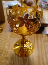 Vintage Golden Gold Chalice Cup Medieval Flowers Gold Plated