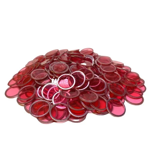 Magnetic Bingo Chips with Metal Ring 3/4 Inch 100 Upgraded Pieces Red Transpa... - product listing photo